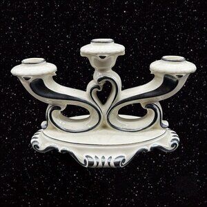 Vintage Mitterteich Bavaria Germany 3 Way Candle Stick Holder Ceramic‎ 8”W 5.5”T